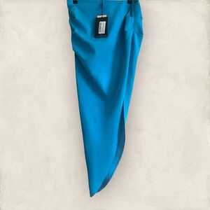 PrettyLittleThing Tall Blue Extreme Asymmetric‎ Midi Skirt NEW W/TAGS